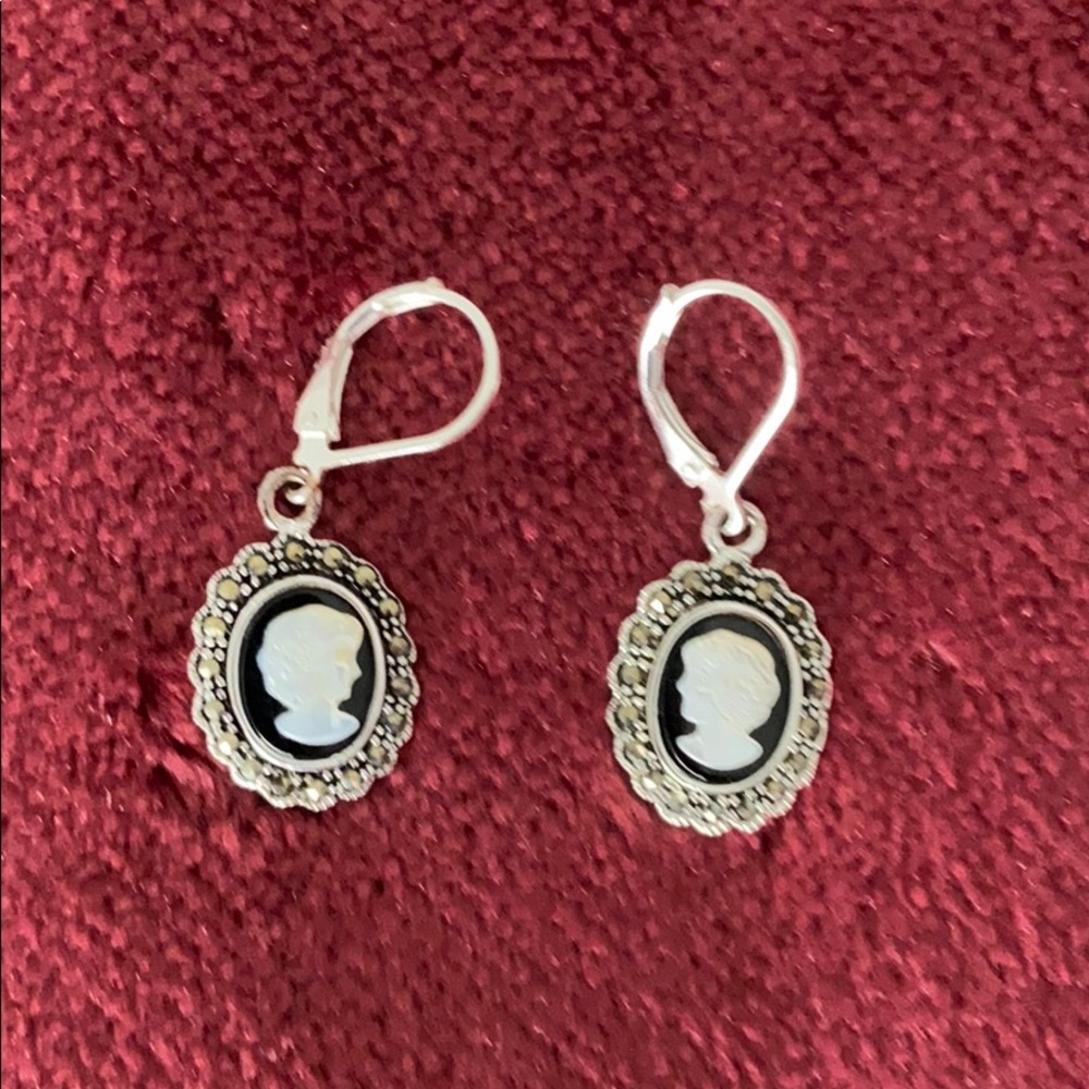 Marcasite Cameo Earrings